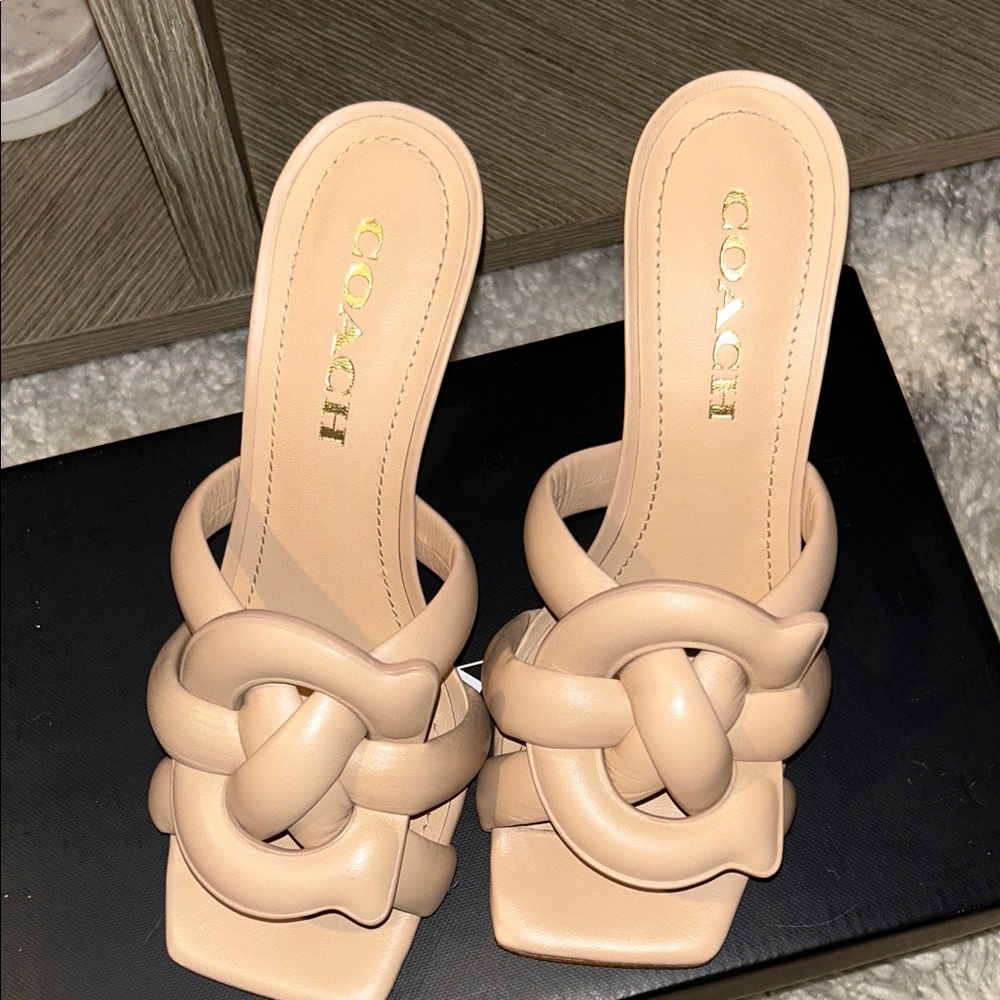 Coach Women's Cream Knot Mules
